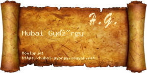 Hubai György névjegykártya